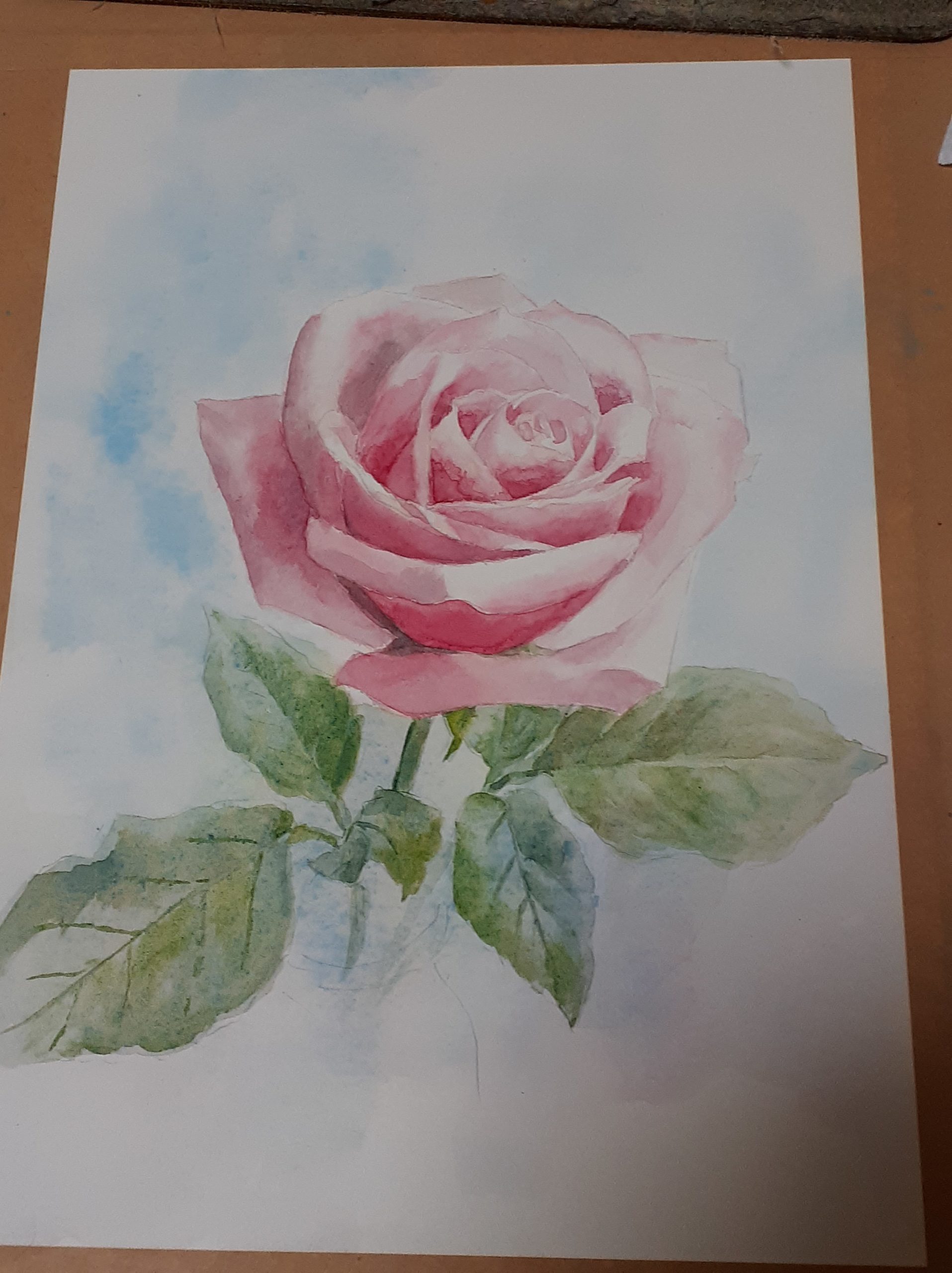 12『薔薇』透明水彩画　原画　ハガキサイズ